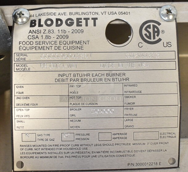 BRAND NEW! Blodgett Model BR-CM24-WM Stainless Steel Commercial Natural Gas Powered Cheese Melter. 20,000  BTU. 24x18x20 - Image 6 of 7
