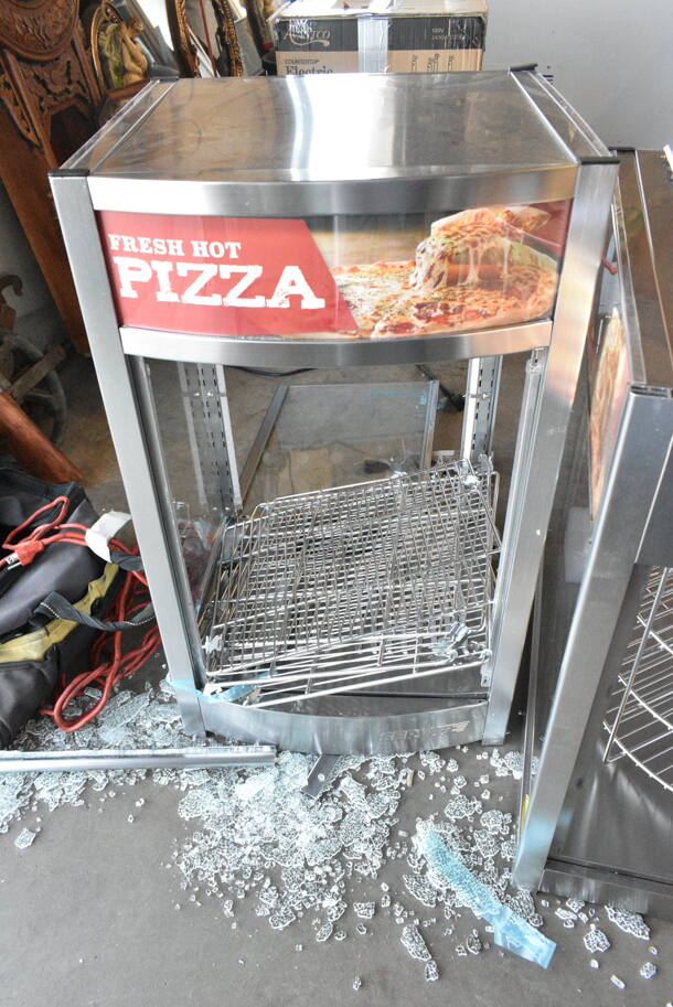 BRAND NEW SCRATCH AND DENT! ServIt 423PDW12D2S Stainless Steel Commercial Countertop 12" Self-Service Countertop Display Warmer with 4 Shelves. See Pictures for Broken / Missing Glass Panes. Tested and Working! - Image 2 of 8