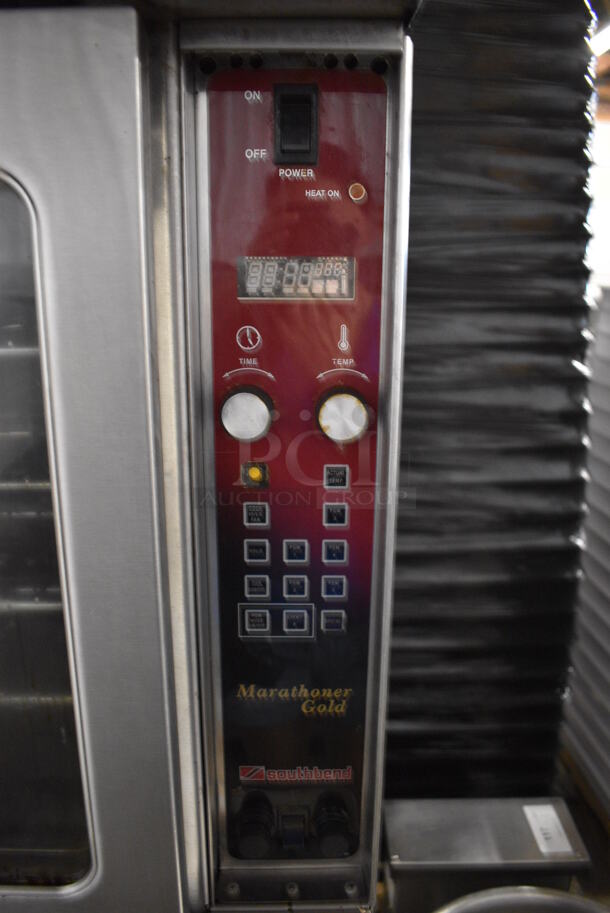 2 Southbend Marathoner Gold Stainless Steel Commercial Full Size Convection Oven w/ View Through Doors, Metal Oven Racks on Commercial Casters. 208 Volts, 3 Phase. 38x31x65. 2 Times Your Bid! - Image 3 of 7