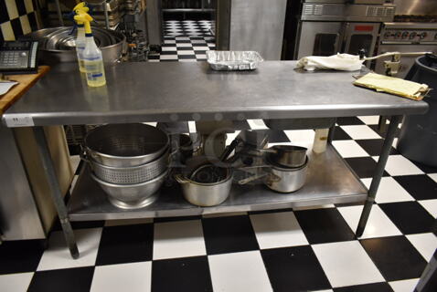 Stainless Steel Commercial Table w/ Mounted Commercial Can Opener and Under Shelf. (kitchen) 