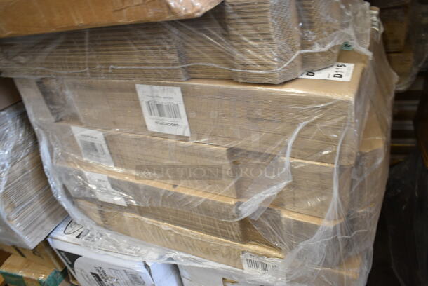 PALLET LOT of 25 BRAND NEW Boxes Including 130HCUTFWR Visions Individually Wrapped White Heavy Weight Plastic Fork - 1000/Case, 394365XL Noble X Large Gloves, Choice 3000 Ft Cling Film, 4 Box Lavex Guest Towels, 129MCR32B Choice 32 oz. Black Round Microwavable Heavy Weight Container with Lid 7 1/4" - 150/Case, 395TO901 Choice Eco Take Out Boxes, 2 Box 500LFLAT Choice Clear Flat Lid with Straw Slot - 9, 12, 16, 20, and 24 oz. - 1000/Case, 130TRAY16 Visions Black PET Plastic 16" Thermoform Catering / Deli Tray - 25/Case, 760IC06W Choice 6 oz. White Paper Frozen Yogurt / Food Cup - 1000/Case. 25 Times Your Bid! - Image 7 of 12