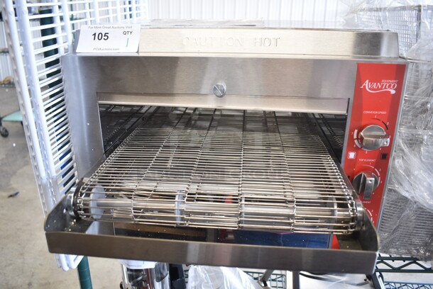 BRAND NEW SCRATCH AND DENT! Avantco TT-P14-240 Stainless Steel Commercial Countertop Electric Powered Conveyor Pizza Oven. 240 Volts, 1 Phase.  - Image 2 of 7