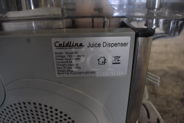 Coldline Royal-3P Commercial Triple Bowl Electric Countertop Juice Dispenser On Steel Base. 120V. Tested and Powers On But Does Not Get Cold - Image 5 of 6