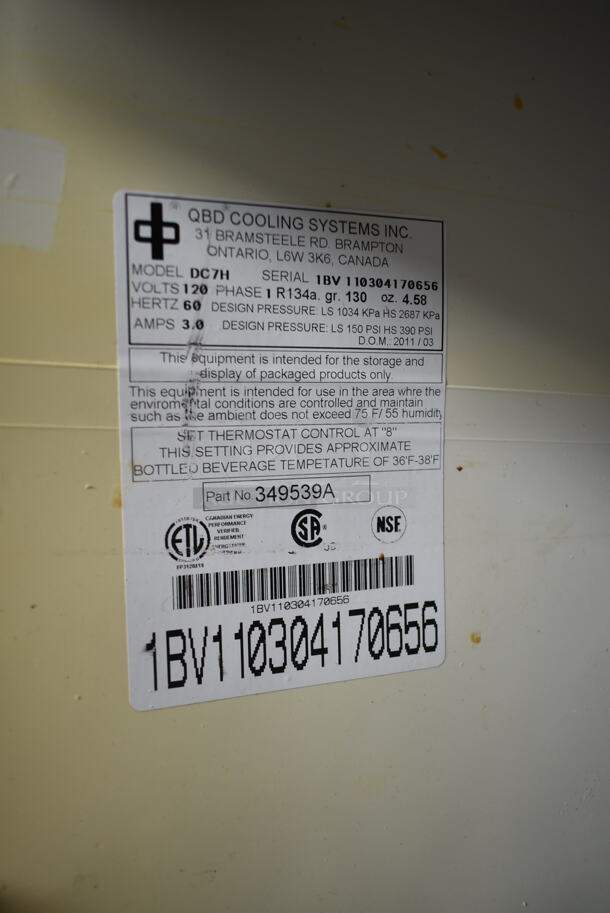 QBD DC7H Metal Commercial Mini Cooler Merchandiser. 120 Volts, 1 Phase. Tested and Working! - Image 5 of 6