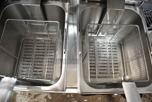 2024 Crosson CF-30 Stainless Steel Commercial Countertop Electric Powered 2 Bay Fryer w/ 2 Metal Fry Baskets. 120 Volts, 1 Phase.
 - Image 5 of 8