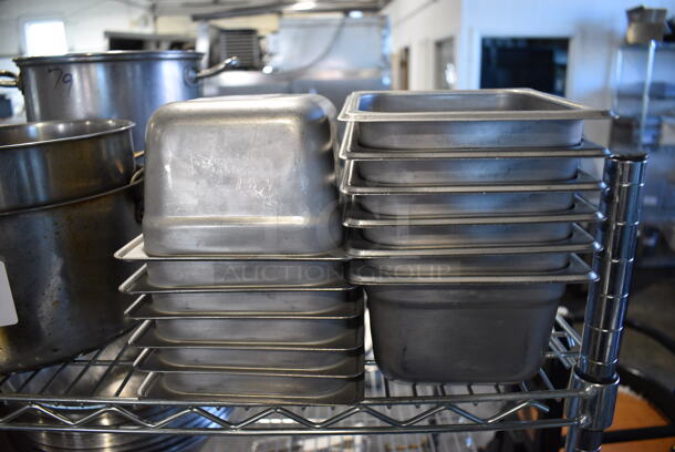 12 Stainless Steel 1/6 Size Drop In Bins. 1/6x4. 12 Times Your Bid!