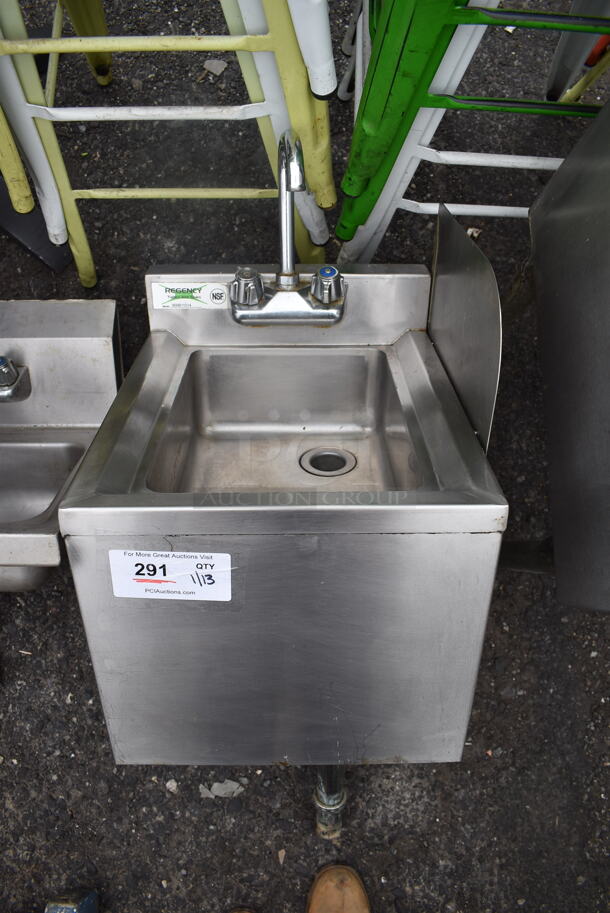 Regency Stainless Steel Commercial Single Bay Sink w/ Right Side Splash Guard, Faucet and Handles. Does Not Have Legs. 14.5x19x36