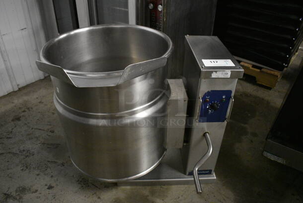 Cleveland KET12T Stainless Steel Commercial Countertop Electric Powered 12 Gallon Tilting Steam Kettle. 28x21x26