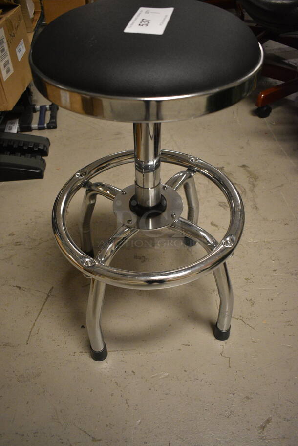 Adjustable Metal Stool with Black Cushion - Image 1 of 4