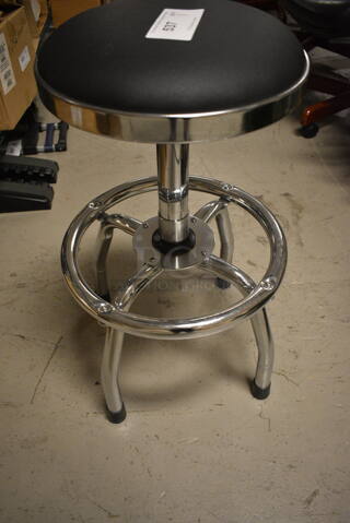 Adjustable Metal Stool with Black Cushion
