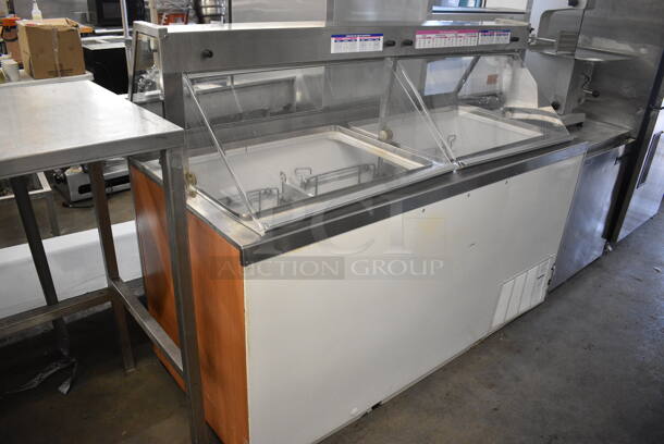 Baskin Robbins Stainless Steel Commercial Floor Style Ice Cream Dipping Cabinet w/ 3 Metal Tub Collars. 68.5x30x52. Tested and Powers On But Does Not Get Cold - Image 4 of 7