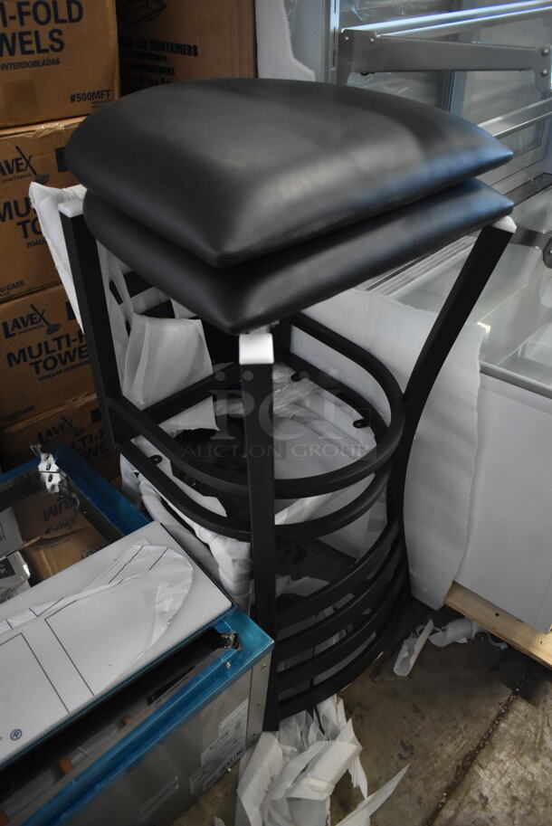 2 BRAND NEW SCRATCH AND DENT! Black Metal Dining Height Chair w/ Ladder Back and Black Seat Cushion. 2 Times Your Bid! - Image 8 of 8