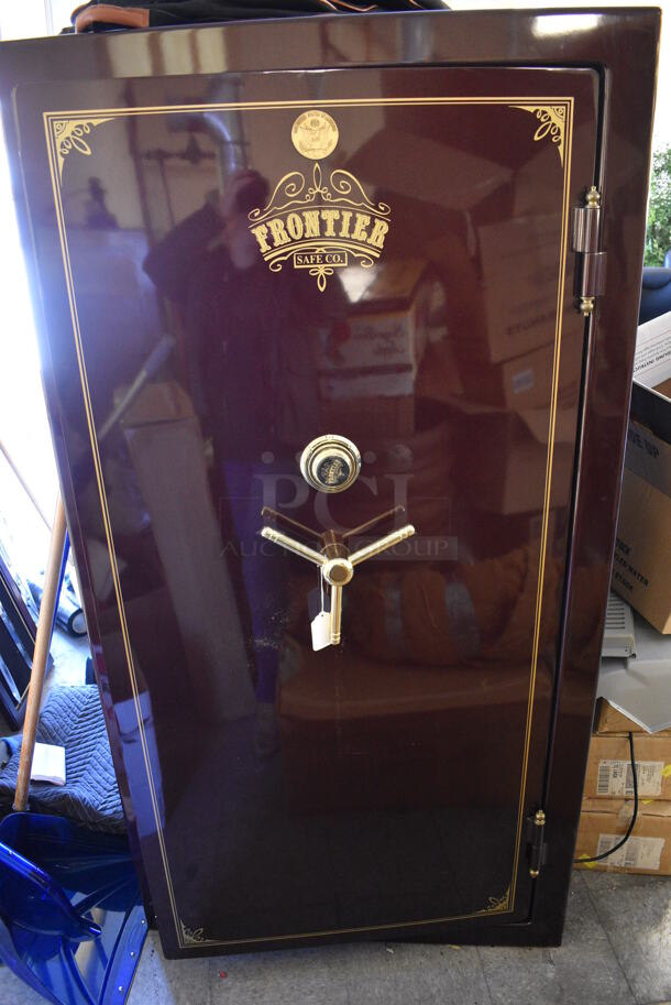 EXCELLENT CONDITION! Frontier FI640 Brown Metal Single Door Full Size Reach In Climate Controlled Safe. Comes w/ Combination! - Image 1 of 12