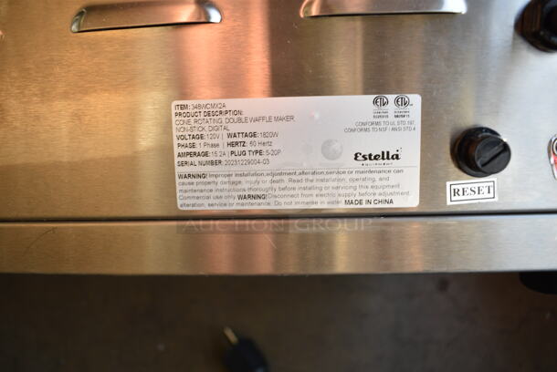 BRAND NEW SCRATCH AND DENT! 2023 Estella 348WCMX2A Stainless Steel Commercial Double Waffle Cone Maker. 120 Volts, 1 Phase. Tested and Working! - Image 5 of 5
