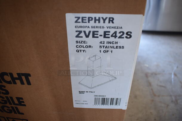 BRAND NEW SCRATCH AND DENT! Zephyr Venezia ZVE-E42S Stainless Steel 42 Inch 700 CFM Wall Mount Range Hood. Stock Picture Used For Gallery Picture. - Image 12 of 12