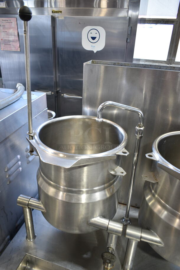 Blodgett CB-36G-6-6K Stainless Steel Commercial Natural Gas Powered Steam Kettle Station w/ 2 Crown DC-6 6 Quart Tilting Kettles.  - Image 4 of 10