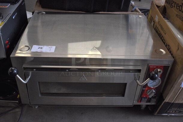 Avantco 177DPO18S Stainless Steel Commercial Countertop Electric Powered Single Deck Pizza Oven w/ Cooking Stone. 120 Volts, 1 Phase. 28x24x16.5 - Image 1 of 6