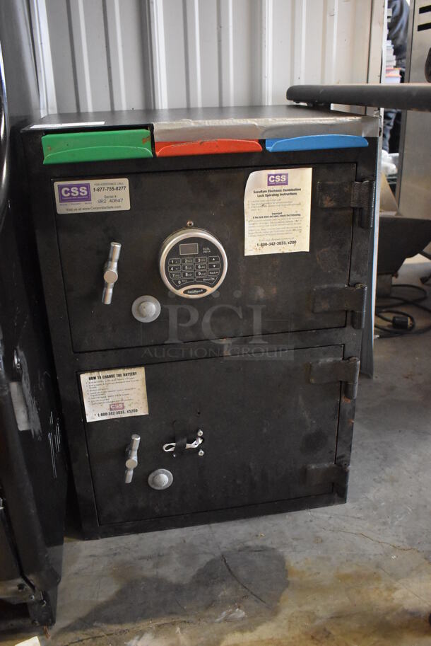 Corporate Safe Specialists Black Metal 2 Compartment Safe. Does Not Come w/ Combination. 20x17x28 - Image 2 of 7