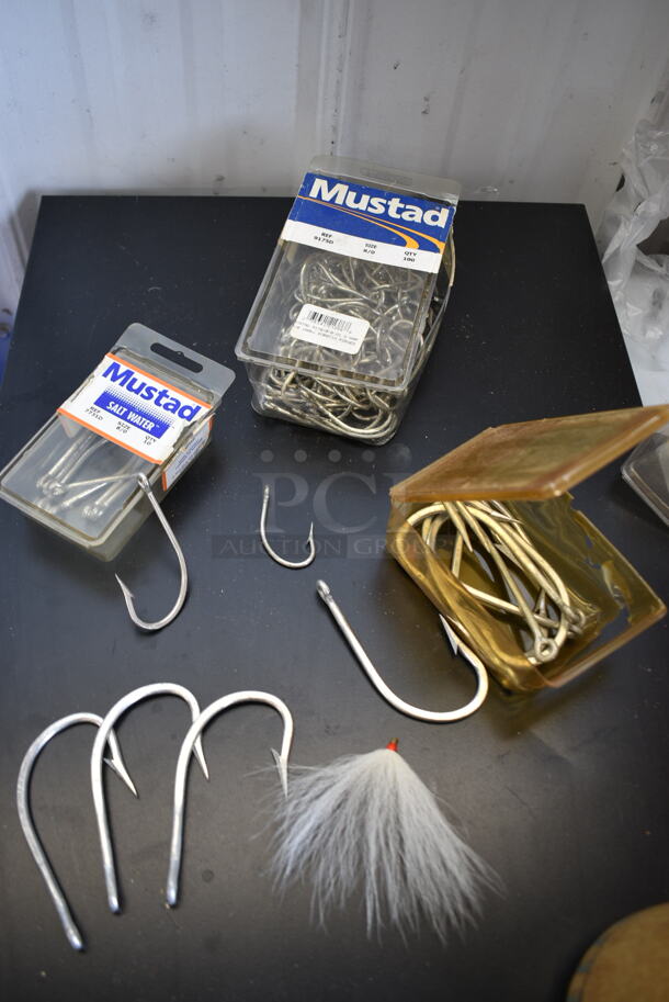 ALL ONE MONEY! Tier Lot of Various Items Including Hooks, Pliers, Reel, and Lures - Image 3 of 12