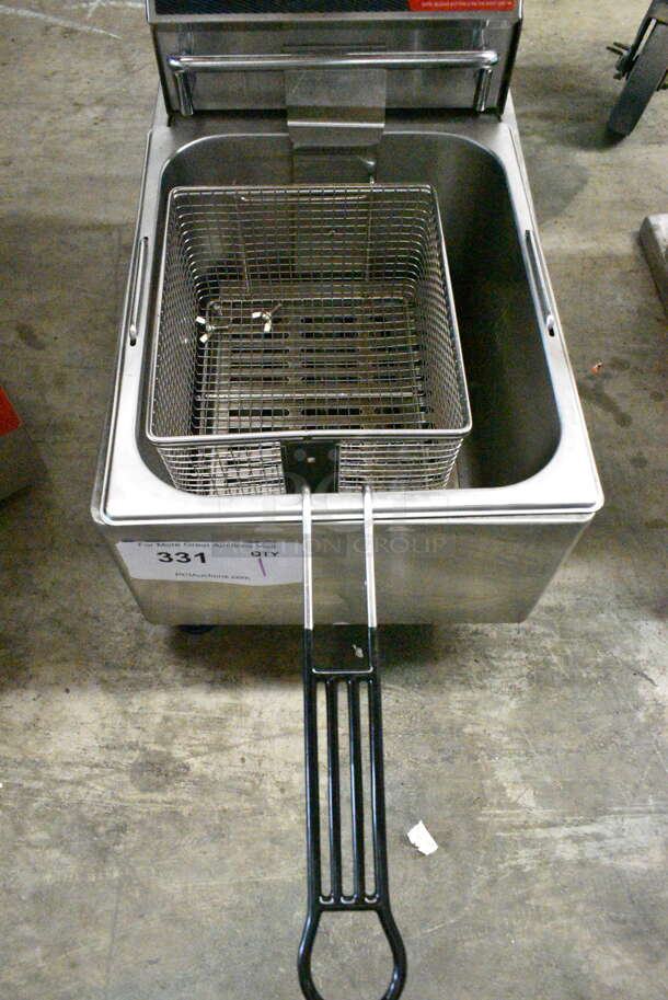	BRAND NEW SCRATCH AND DENT! 2024 Crosson CF-26 Stainless Steel Commercial Countertop Electric Powered Single Bay Fryer w/ Metal Fry Basket and Lid. 120 Volts, 1 Phase. - Image 4 of 6
