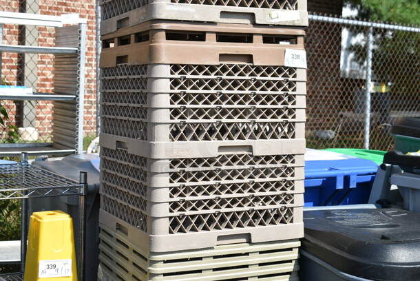ALL ONE MONEY! Lot of 10 Various Poly Dish Racks on Metal Dish Rack Dolly.  - Image 3 of 11