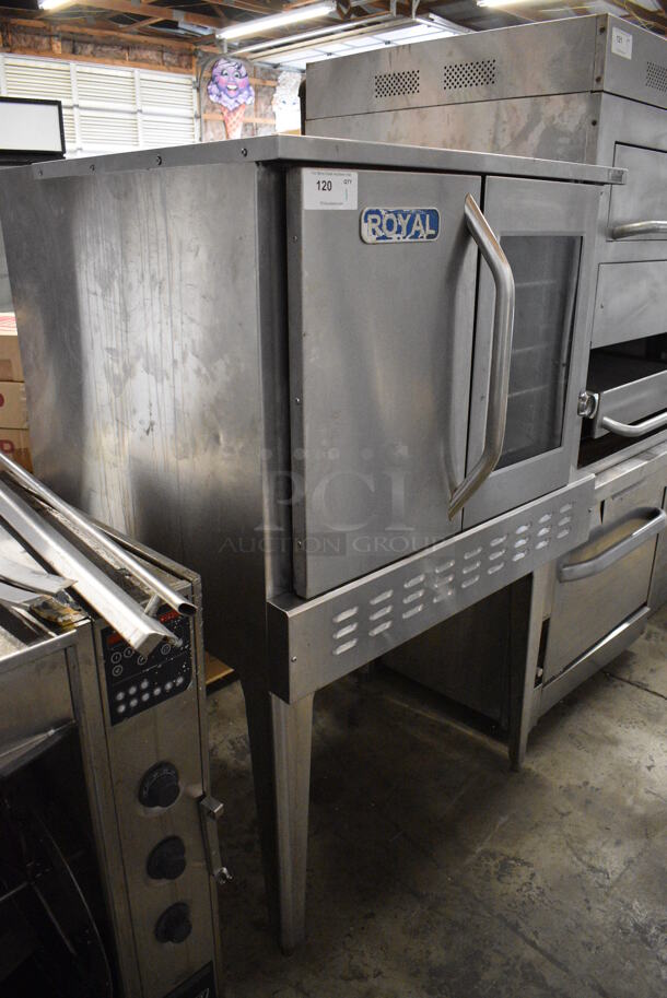 Royal RCOS-1 Stainless Steel Commercial Natural Gas Powered Full Size Convection Oven w/ View Through Door, Solid Door and Metal Racks on Metal Legs. 38x38x63 - Image 2 of 8