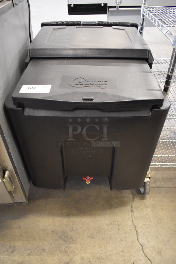 BRAND NEW! Choice Black Poly Insulated Ice Bin on Commercial Casters. 23x32x29