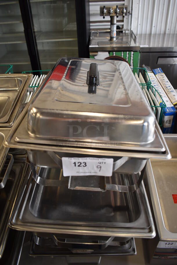 ALL ONE MONEY! Lot of 9 Metal Chafing Dishes w/ Drop In and Lid. 14x24x9 - Image 7 of 7