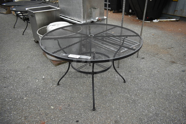 Black Metal Mesh Round Patio Table. - Image 1 of 3