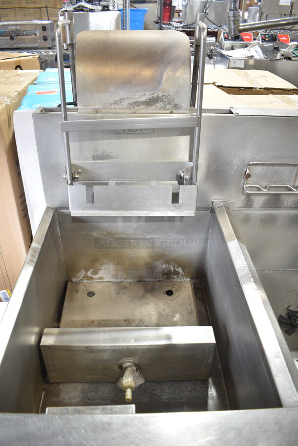 2014 Frymaster GPCRBSC Stainless Steel Commercial Floor Style Natural Gas Powered Deep Fat Fryer w/ Dumping Station on Commercial Casters. 80,000 BTU.  - Image 4 of 10