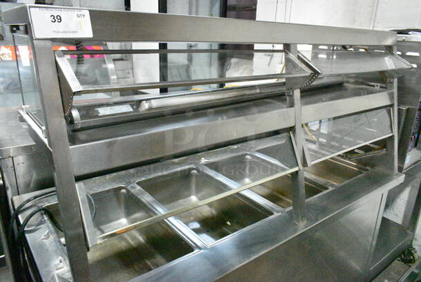 Stainless Steel Commercial Floor Style 4 Bay Steam Table w/ Sneeze Guard on Commercial Casters. Tested and Working! - Image 2 of 12