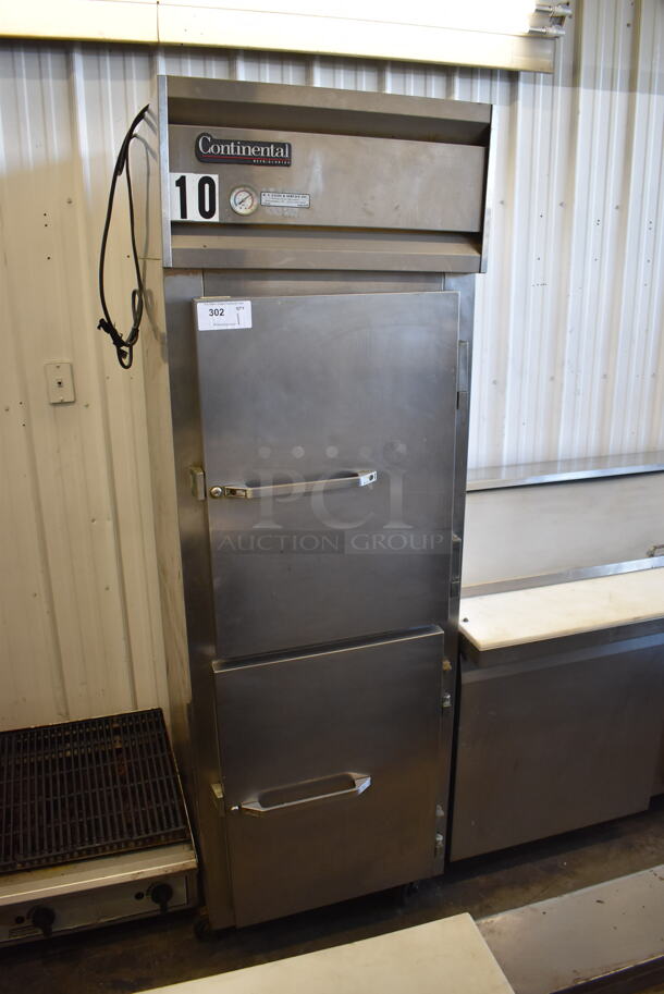 Continental 1R-SA-HD Stainless Steel Commercial 2 Half Size Door Reach In Cooler on Commercial Casters. 115 Volts, 1 Phase. 27x34x82. Tested and Working! - Image 2 of 9