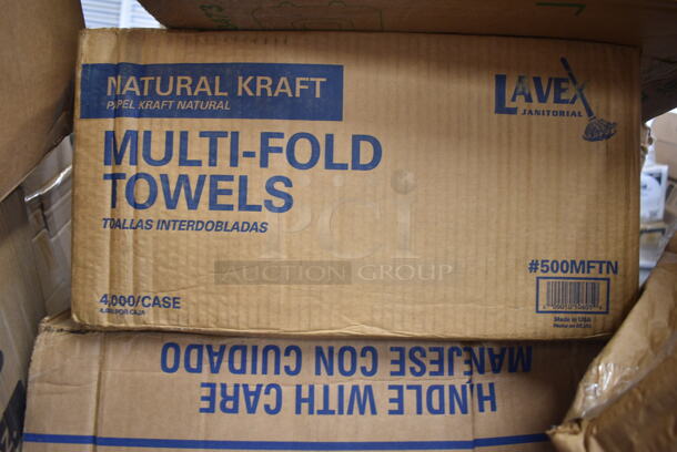 PALLET LOT of 28 BRAND NEW Boxes Including 500TW16S Choice 16 oz. Translucent Thin Wall Squat Plastic Cold Cup - 1000/Case, 5001N6001KR EcoChoice 10" x 12" Natural Kraft 1/4 Fold Luncheon Napkin - 6000/Case, 433473 Tellus Clamshells, 500MFTN Lavex Natural Brown Kraft M-Fold (Multifold) Towel - 4000/Case, 3234X2SHT10M Lavex 4" x 2" Blank Paper Permanent Label Sheet - 2500/Pack, Popcorn Bags, 999RP10 TreeVive by EcoChoice 10" Round Palm Leaf Plate - 25/Pack, 50012PLAGRNK EcoChoice 12 oz. Kraft Compostable Paper Hot Cup - 1000/Case, TShirt Bags. 28 Times Your Bid! - Image 5 of 12