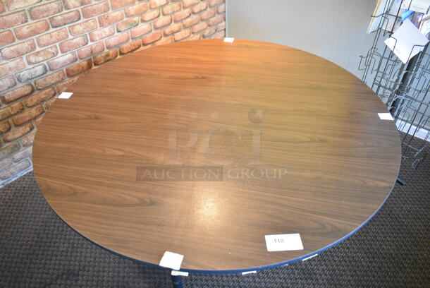 Round Wood Pattern Dining Height Table. (booth room)  - Image 2 of 2