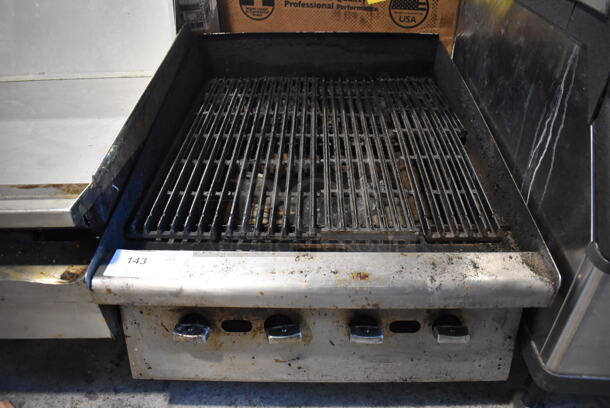 Stainless Steel Commercial Countertop Natural Gas Powered Charbroiler Grill. 24x32x18