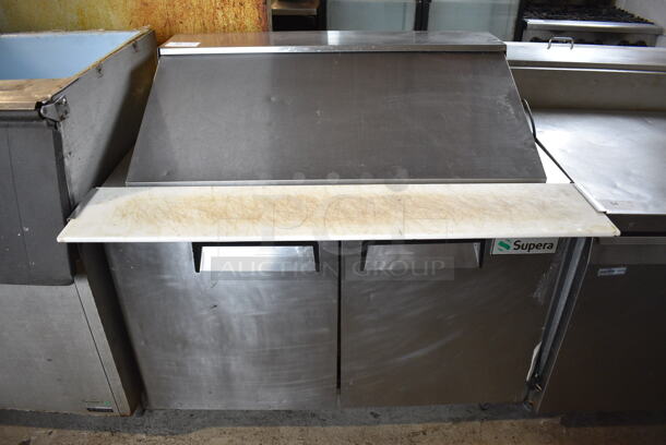 Supera MTPT2R-1 Stainless Steel Commercial Sandwich Salad Prep Table Bain Marie Mega Top on Commercial Casters. 115 Volts, 1 Phase. 49x37x46. Tested and Working!