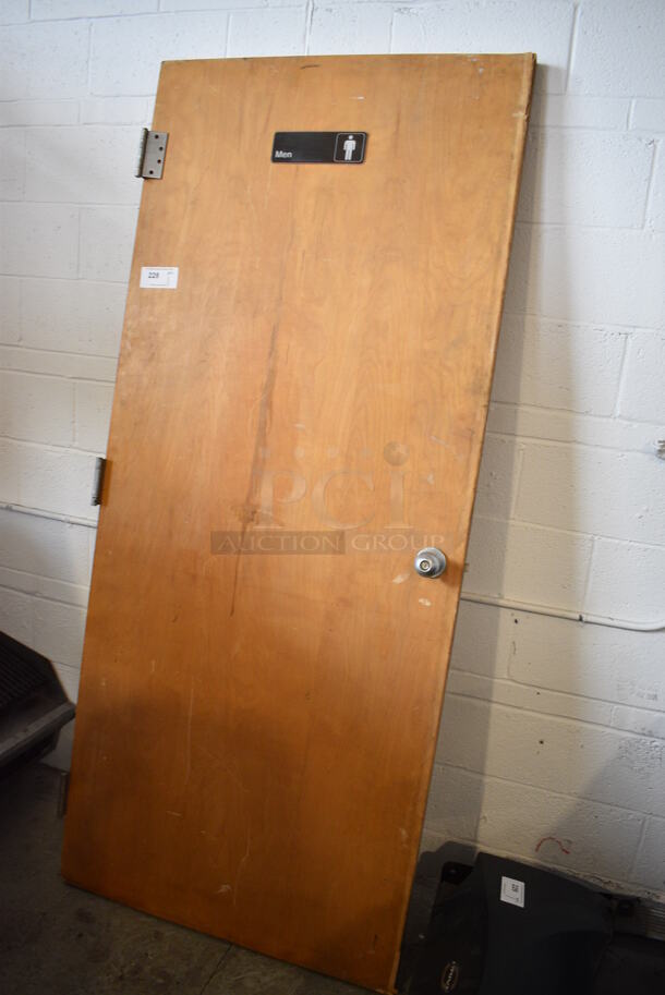 Wooden Door w/ Doorknob and 3 Hinges. 36x9x83 - Image 2 of 4