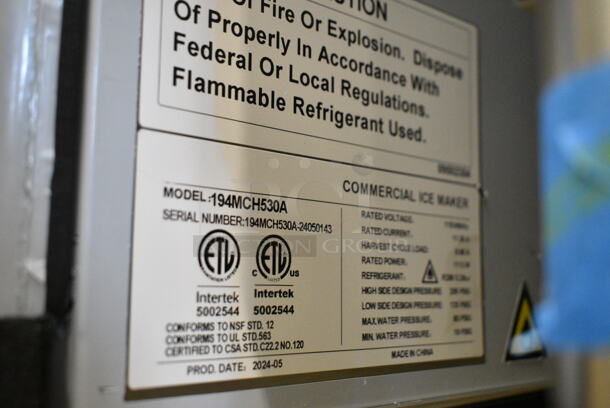 BRAND NEW SCRATCH AND DENT! 2024 Avantco 194MCH530A Stainless Steel Modular Half Cube Ice Machine - 500 lb. 115 Volts, 1 Phase. - Image 5 of 6