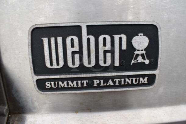 Weber Summit Platinum 5270001 Metal Outdoor Propane Gas Powered Grill w/ Right Side Single Burner Range on Commercial Casters. Comes w/ Cover. 68x26x46 - Image 4 of 8