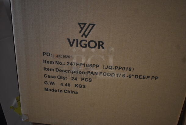 2 Boxes of 24 BRAND NEW! Vigor 247FP166PP 1/6 Size 6" Deep Translucent Polypropylene Food Pan. 2 Times Your Bid! - Image 4 of 5
