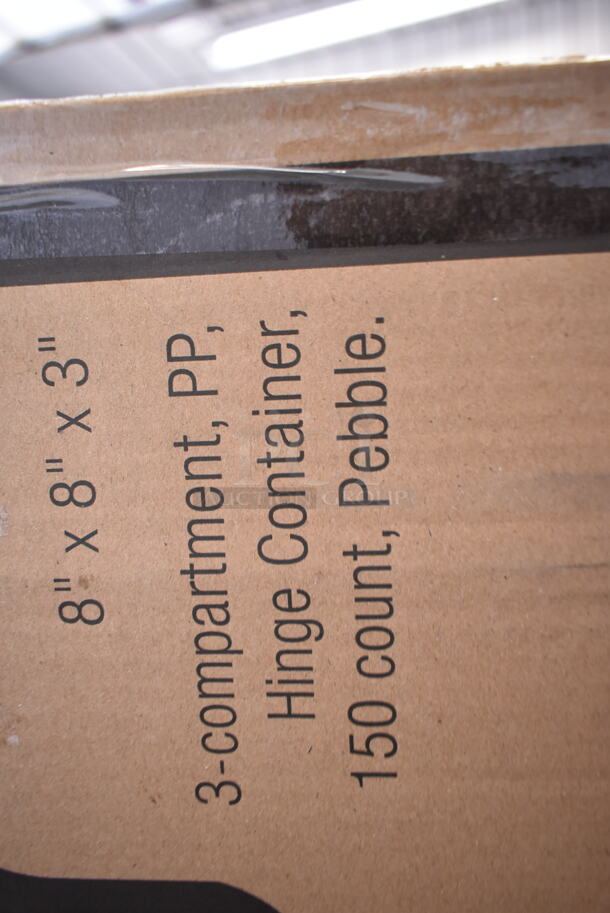 PALLET LOT of 23 BRAND NEW Boxes Including 2 Box 129MCR32B Choice 32 oz. Black Round Microwavable Heavy Weight Container with Lid 7 1/4" - 150/Case, 2 Box PP8835-BK Containers, Ivory PP883s Containers, PP883-BK Containers, 127P2B Choice Black 2 oz Portion Cups, 130HFBK1M Visions Black Heavy Weight Plastic Fork - Case of 1000, 4 Box Lancaster Table and Seating 164TB2222 22" x 22" Cross Cast Iron Table Base Plate. 23 Times Your Bid! - Image 5 of 9