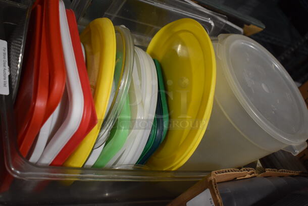ALL ONE MONEY! Lot of Various Items Including Poly Lids in Clear Poly Full Size Drop In Bin - Image 3 of 3