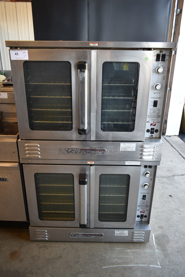 2 Southbend SLGS/22SC SL Series Stainless Steel Commercial Natural Gas Powered Full Size Convection Oven w/ View Through Doors, Metal Oven Racks and Thermostatic Controls. 2 Times Your Bid!