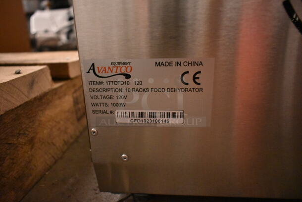 BRAND NEW SCRATCH AND DENT! 2023 Avantco 177EG30N Stainless Steel Commercial Countertop Ten Tray Food Dehydrator with Removable Door. 120 Volts, 1 Phase. Tested and Working!
 - Image 7 of 7