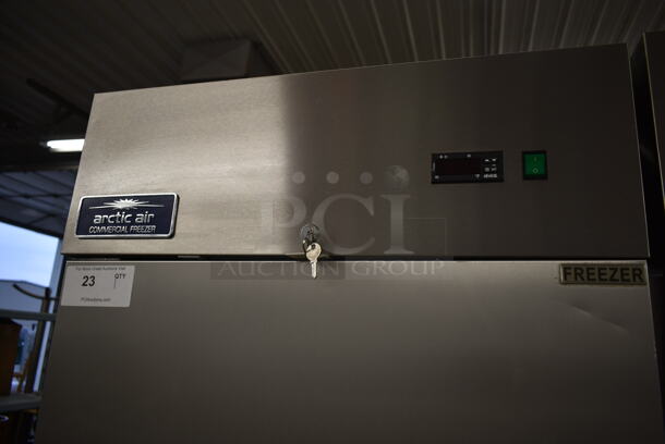 Arctic Air AF23 Stainless Steel Commercial Single Door Reach In Freezer w/ Poly Coated Racks on Commercial Casters. 115 Volts, 1 Phase. Tested and Working! - Image 2 of 6