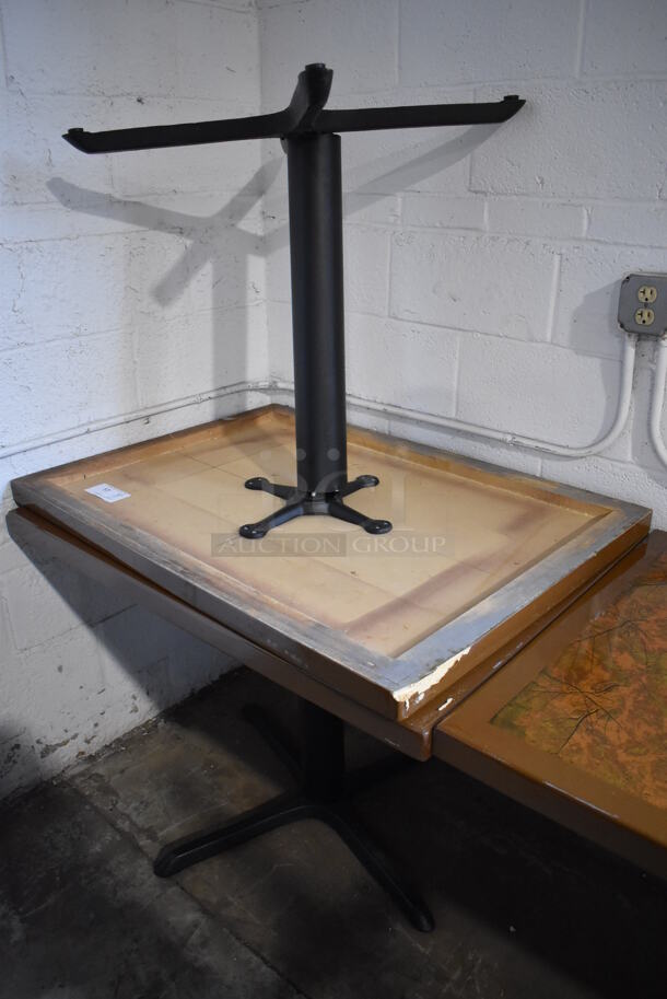 2 Leaf Patterned Tabletop on Black Metal Table Base. 42x30x29. 2 Times Your Bid! - Image 4 of 4