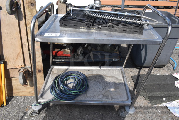 Metal 2 Tier Cart on Commercial Casters w/ Contents. - Image 1 of 5