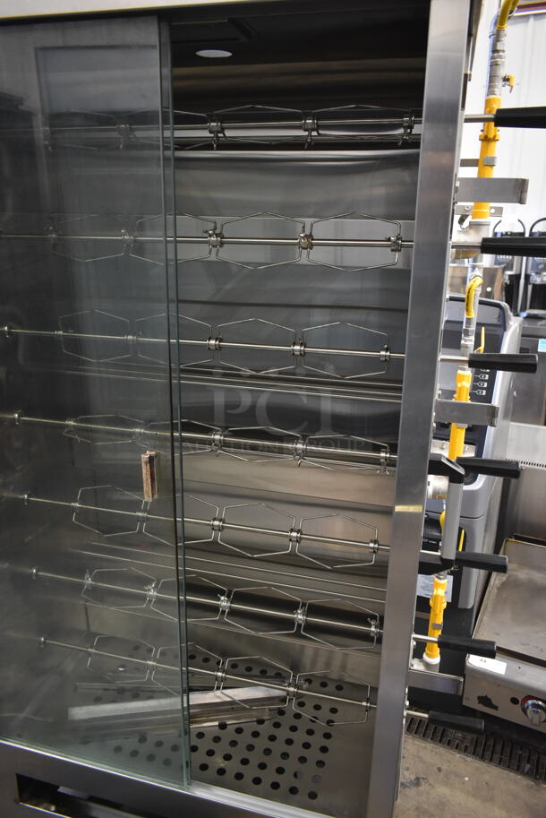BRAND NEW SCRATCH AND DENT! 2022 Southwood RG7-NAT Stainless Steel Commercial Natural Gas Powered 7 Spit Rotisserie Oven.  - Image 6 of 9