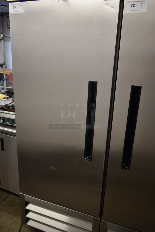 Arctic Air AF23 Stainless Steel Commercial Single Door Reach In Freezer w/ Poly Coated Racks on Commercial Casters. 115 Volts, 1 Phase. Tested and Working! - Image 3 of 6