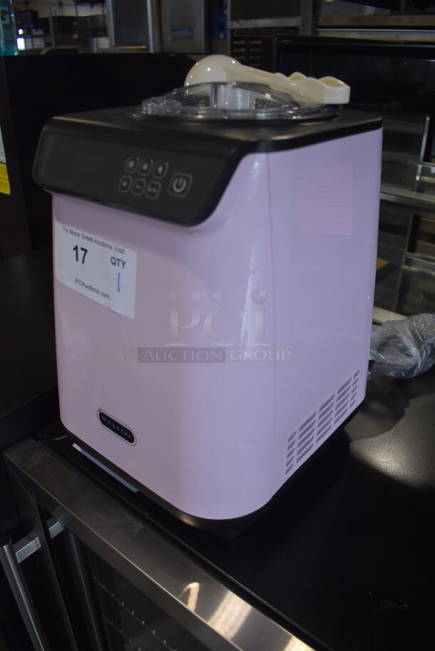 BRAND NEW SCRATCH AND DENT! Whynter ICM-128BPS 1.25 Quart Compact Upright Automatic Ice Cream Maker With Stainless Steel Bowl and Scooper In Limited Black Pink Edition. 100-120V. Tested and Working!  - Image 3 of 8